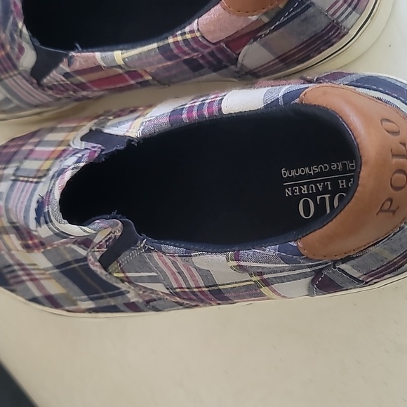 Polo Ralph Lauren Mens Thompson Slip-On Plaid Patchwork Loafer Shoe Sz 13 Madras - Picture 9 of 13